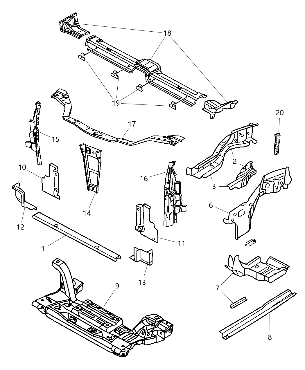 Mopar 4783289AH Reinforcement Side Rail 4783289AH Mopar Reinforcement Side Rail