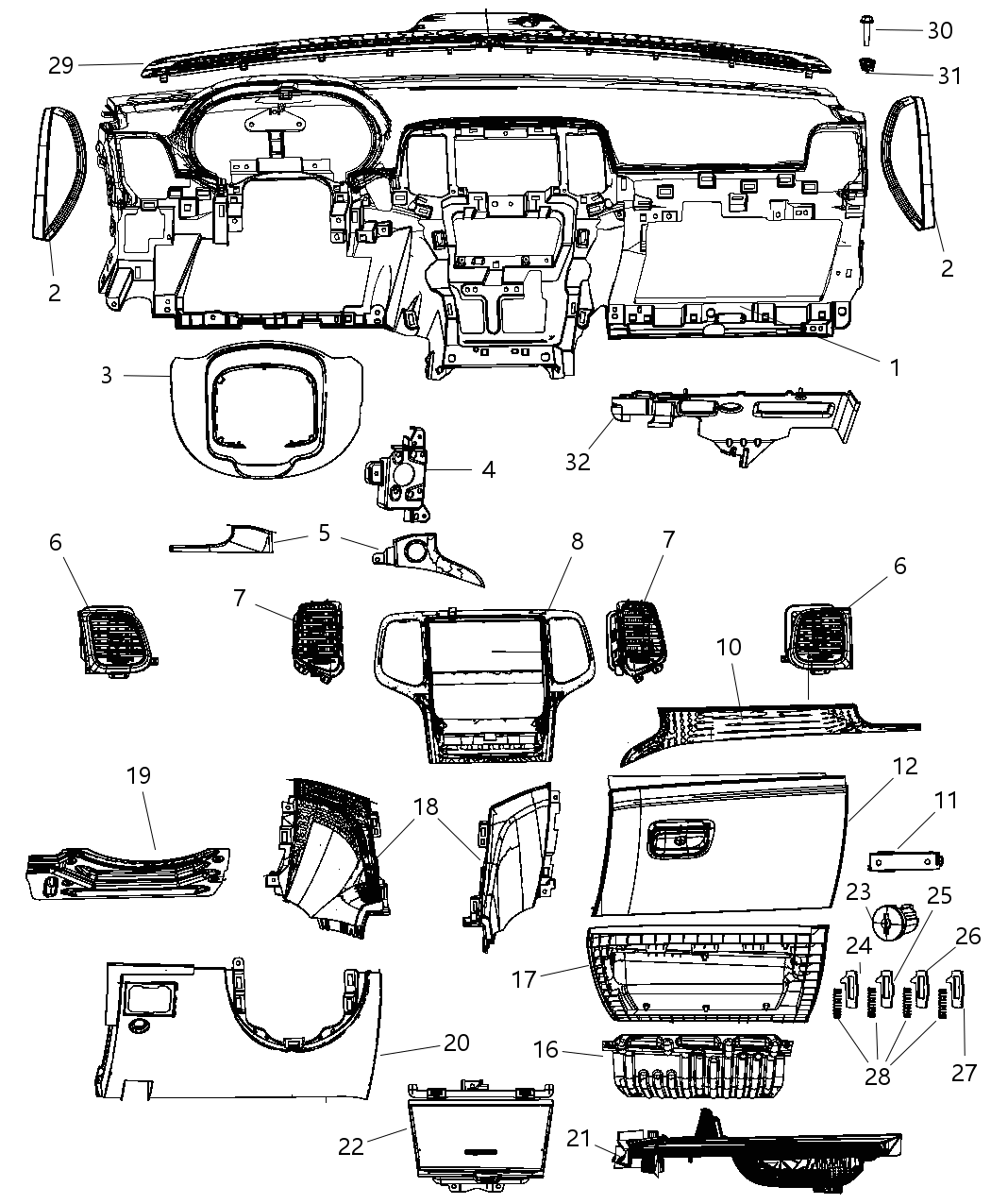 Mopar 1GP37XTWAB Plug Instrument Panel Upper