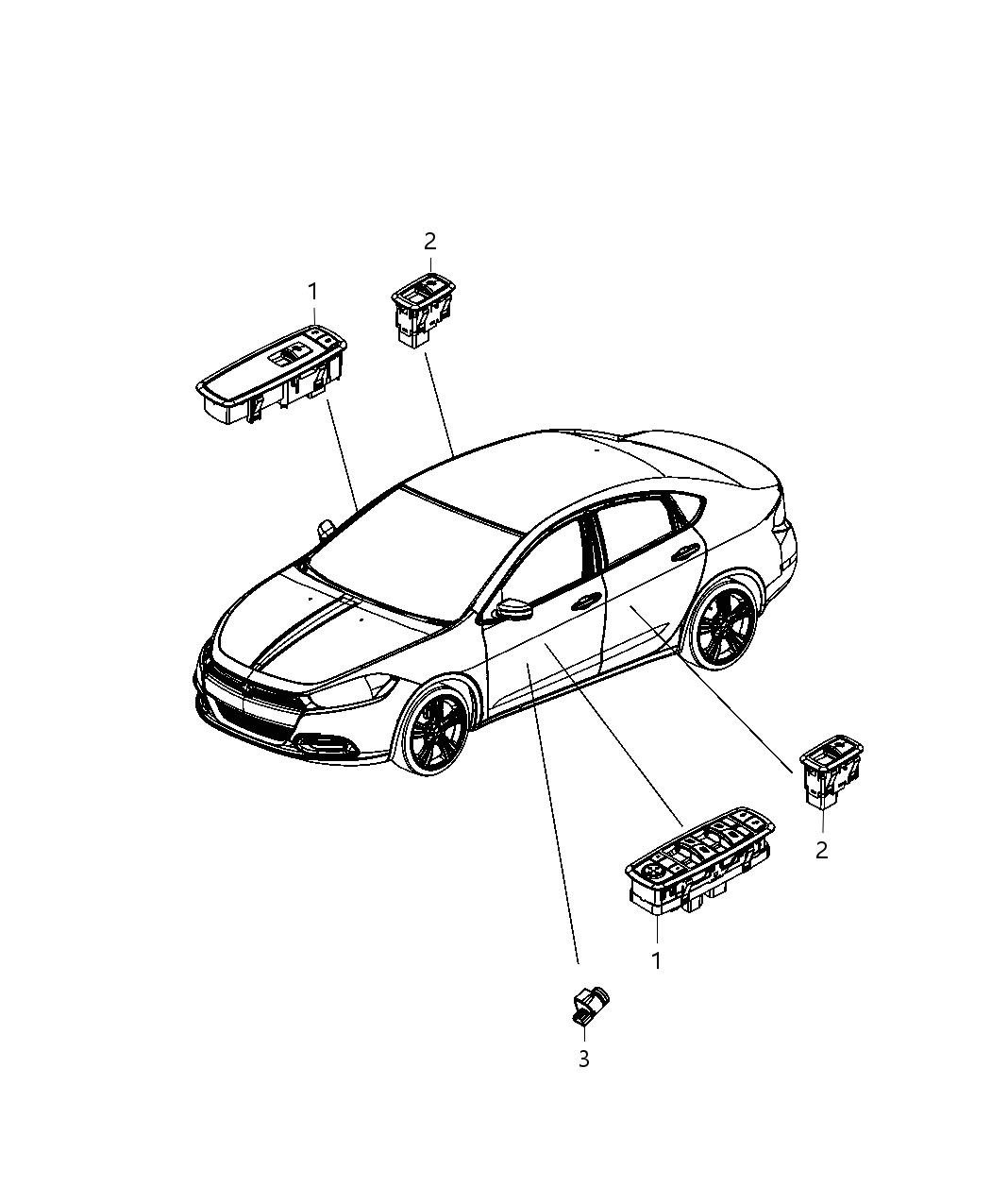 Mopar 68271219AA Switch And Bezel Front Door