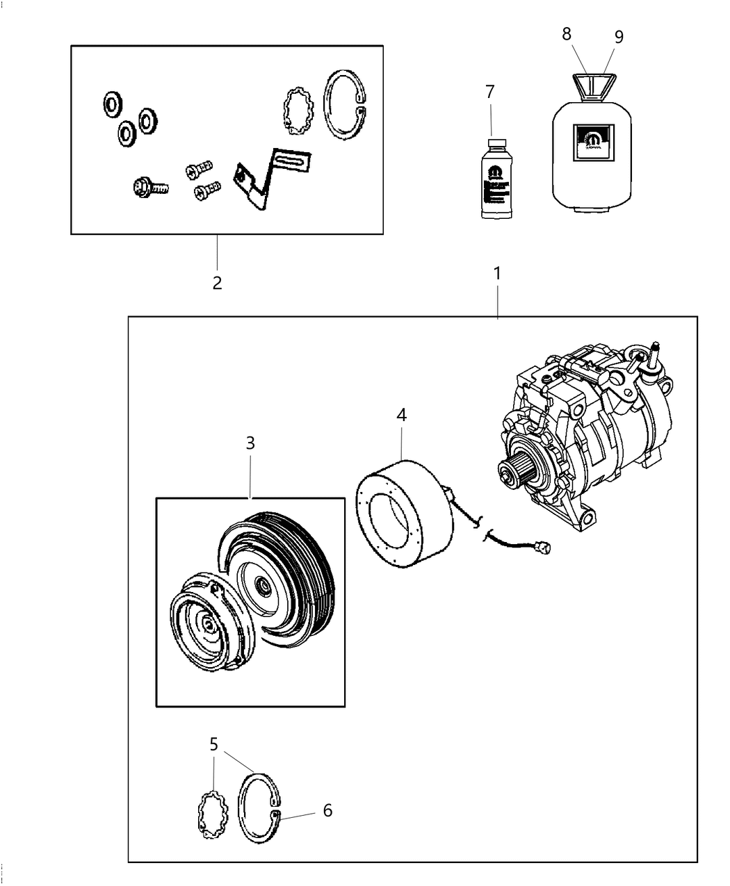 Mopar 68340016AA Compressor A/C Complete