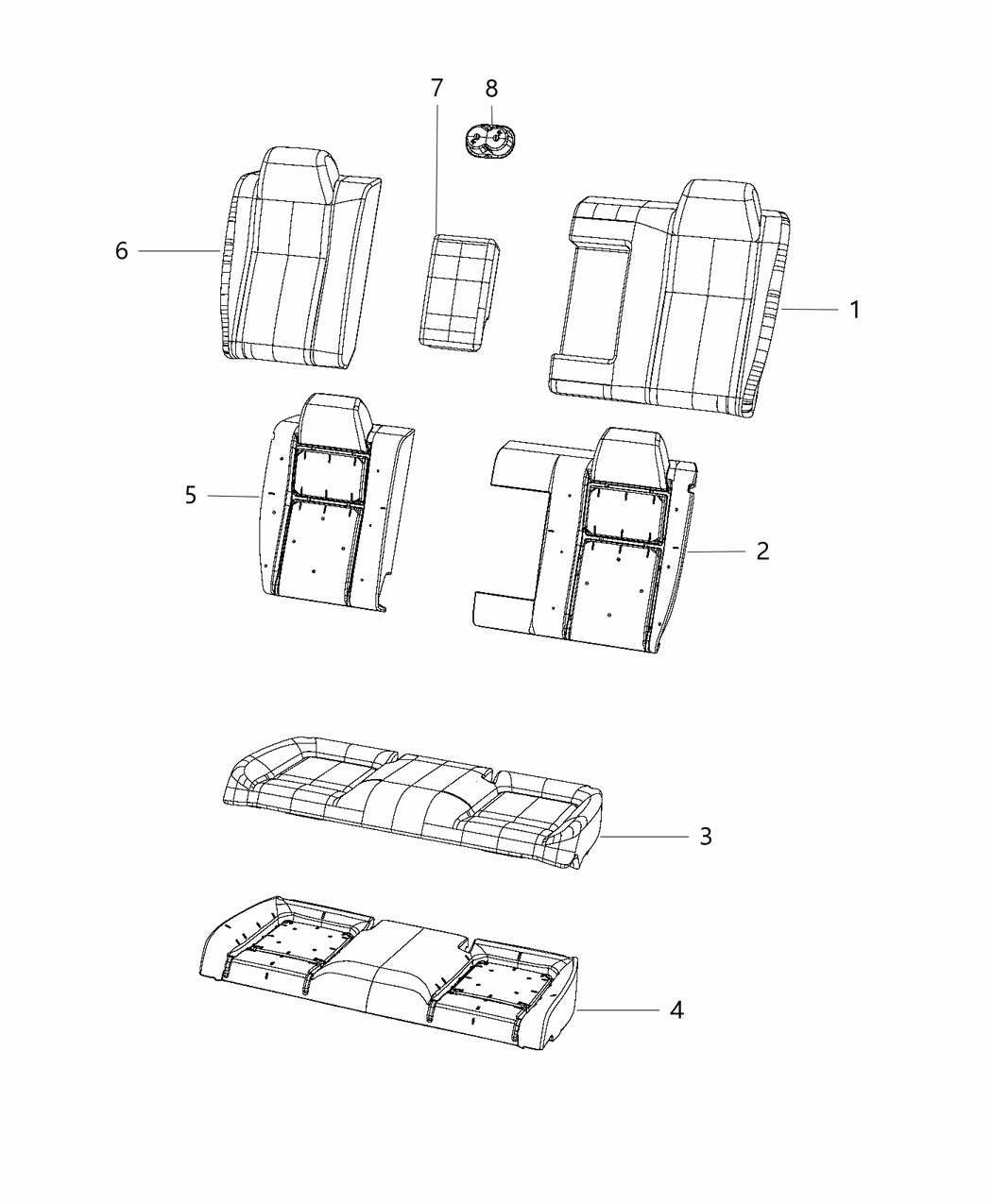 Mopar 7ED86LV5AA Cover Rear Seat Cushion 7ED86LV5AA Mopar Cover Rear Seat Cushion