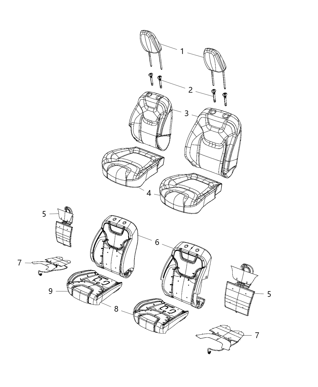 Mopar 6ST08DX9AA Cover Front Seat Cushion 6ST08DX9AA Mopar Cover Front Seat Cushion