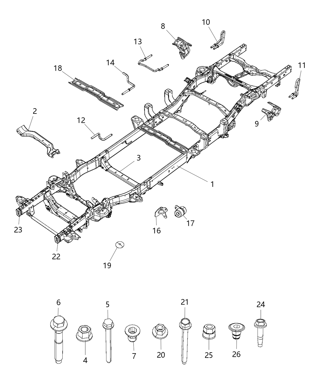 Mopar 68209551AA Rail Kit Left Front, Driver Side