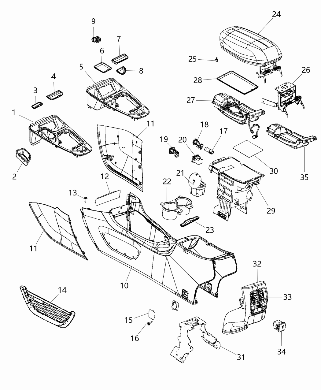 Mopar 5RM63HL1AA End Cap Console