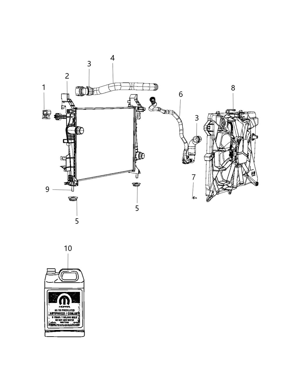 Mopar 68249895AA Hose Radiator Outlet