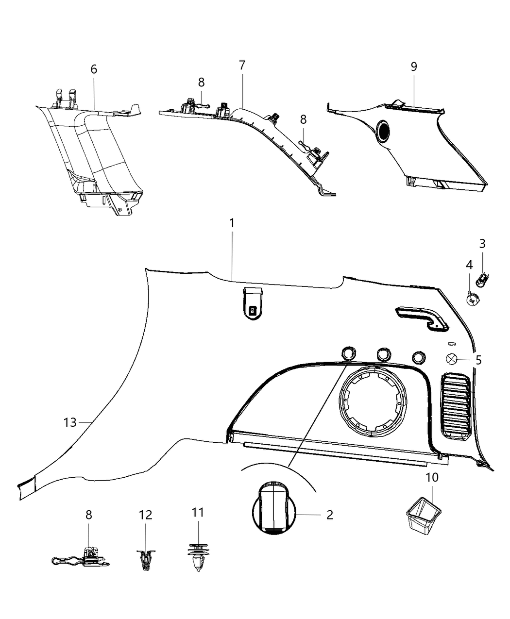 Mopar 5VP18DX9AB Molding D Pillar