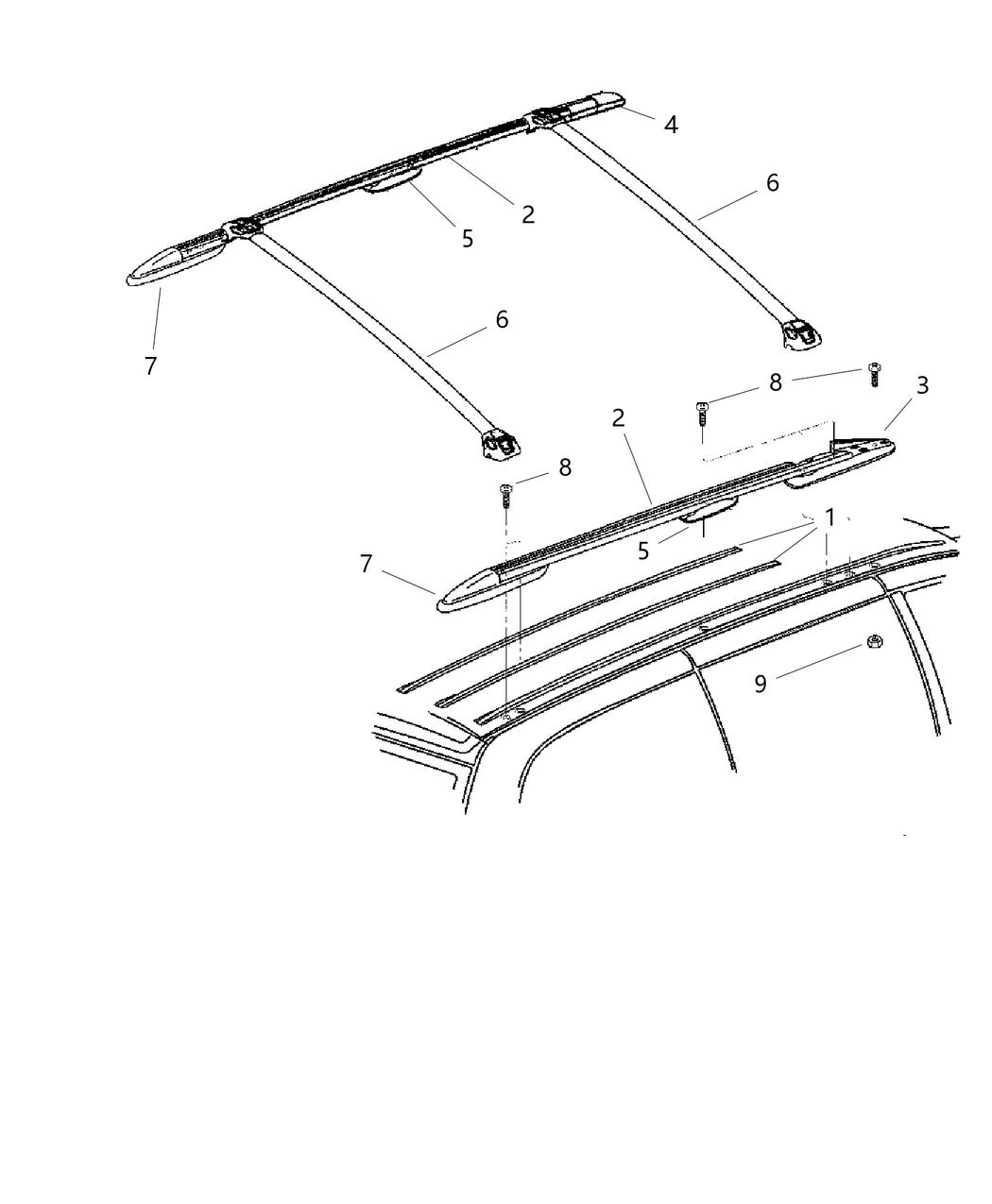 Mopar 4857259AM Rail Luggage Rack Side 4857259AM Mopar Rail Luggage Rack Side