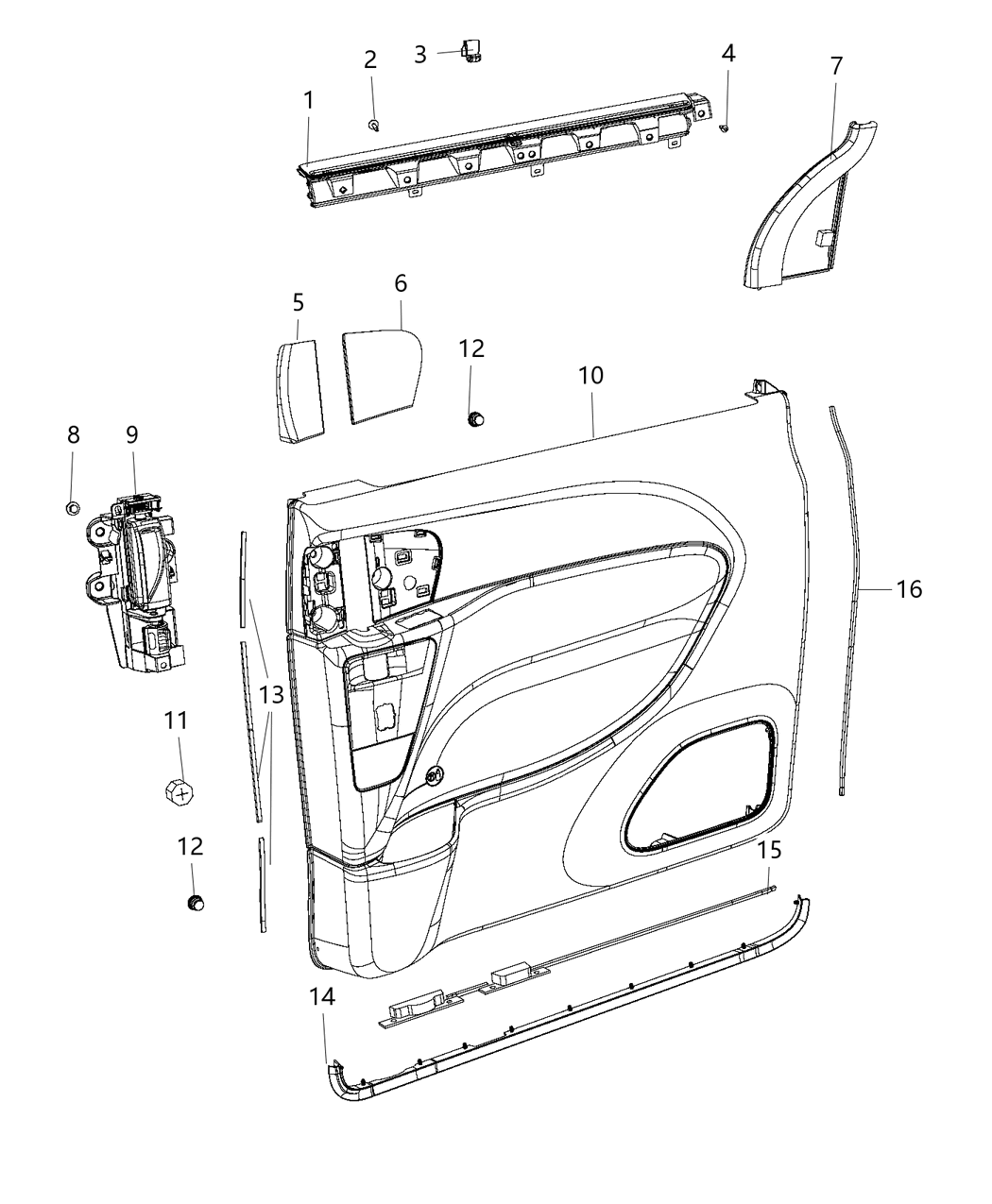 Mopar 5RP65DX9AH Panel Sliding Door Trim