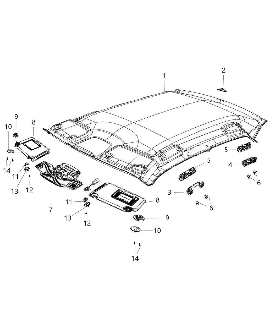 Mopar 6GD65ML2AE Headliner 6GD65ML2AE Mopar Headliner