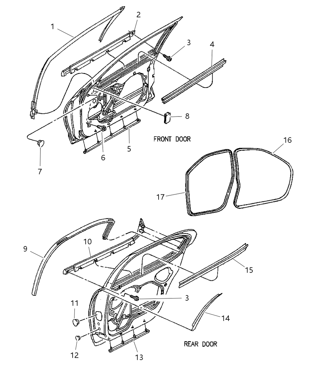 Mopar 4814778AC Weatherstrip Front Door Opening