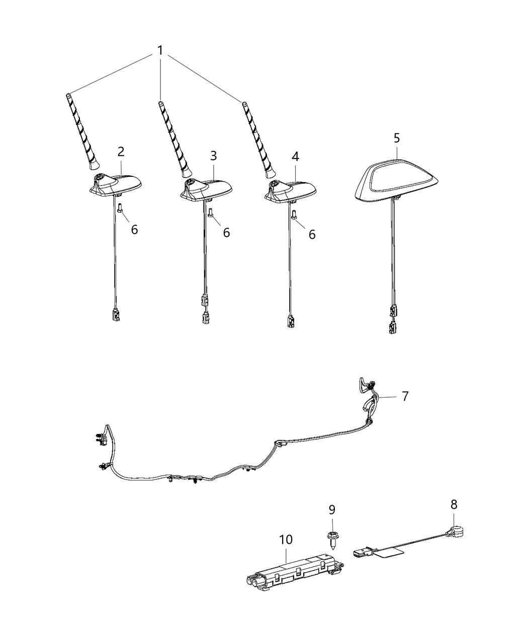 Mopar 5LQ48JGXAA Antenna Base Cable And Bracket