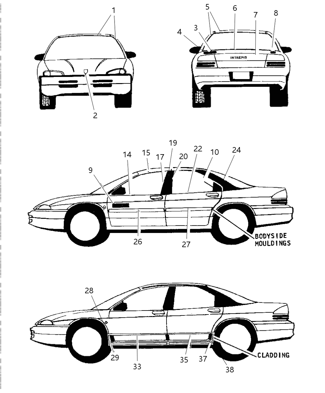 Mopar PR17SW1 Moulding, Rear Door Bodyside Mopar PR17SW1 Moulding, Rear Door Bodyside