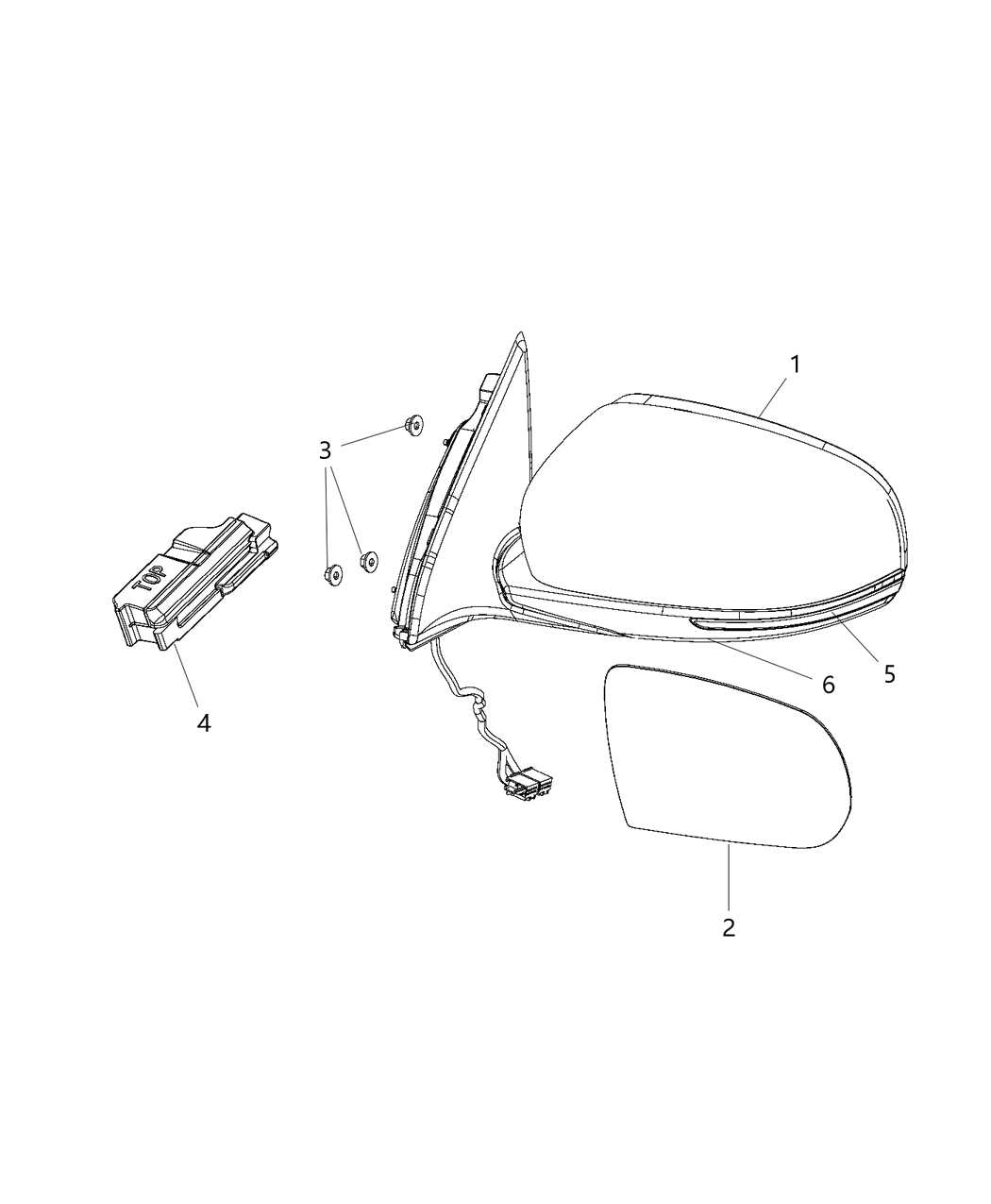 Mopar 1UV65RPXAD Mirror Outside Rearview Complete Assembly 1UV65RPXAD Mopar Mirror Outside Rearview Complete Assembly