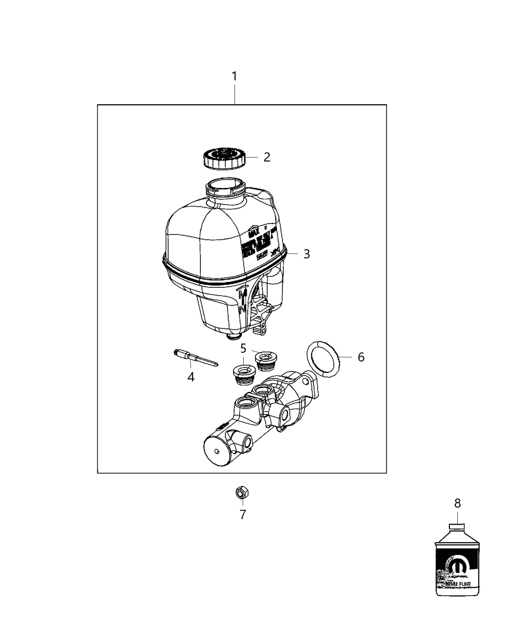 Mopar 68054878AB Reservoir Brake Master Cylinder 68054878AB Mopar Reservoir Brake Master Cylinder