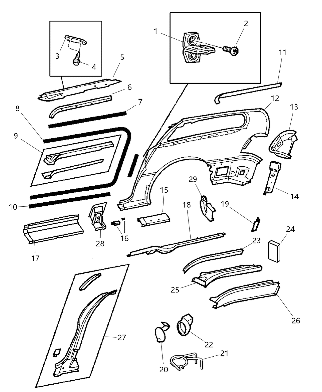 4860599AC Mopar Panel Roof Rail Outer