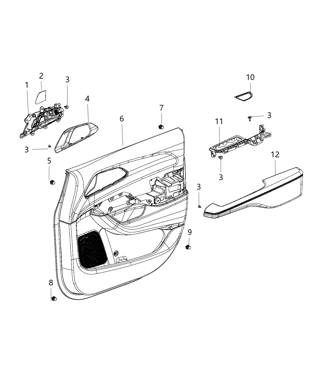 Mopar 6SZ412D2AB Panel Front Door Trim 6SZ412D2AB Mopar Panel Front Door Trim
