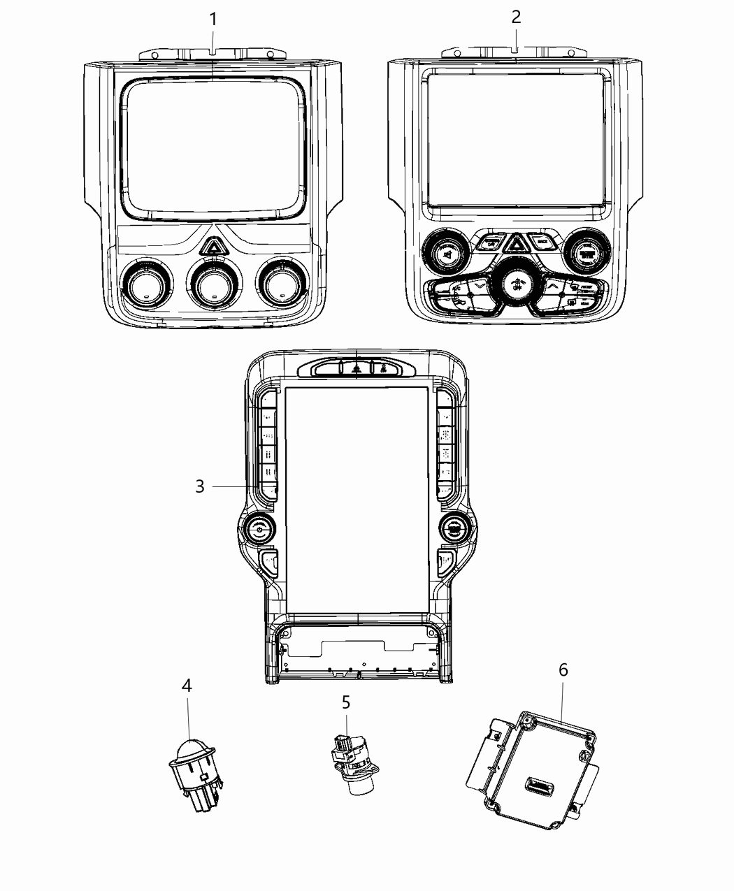 Mopar 68357445AA Center Stack Upper Display With Ac/Heater Controls