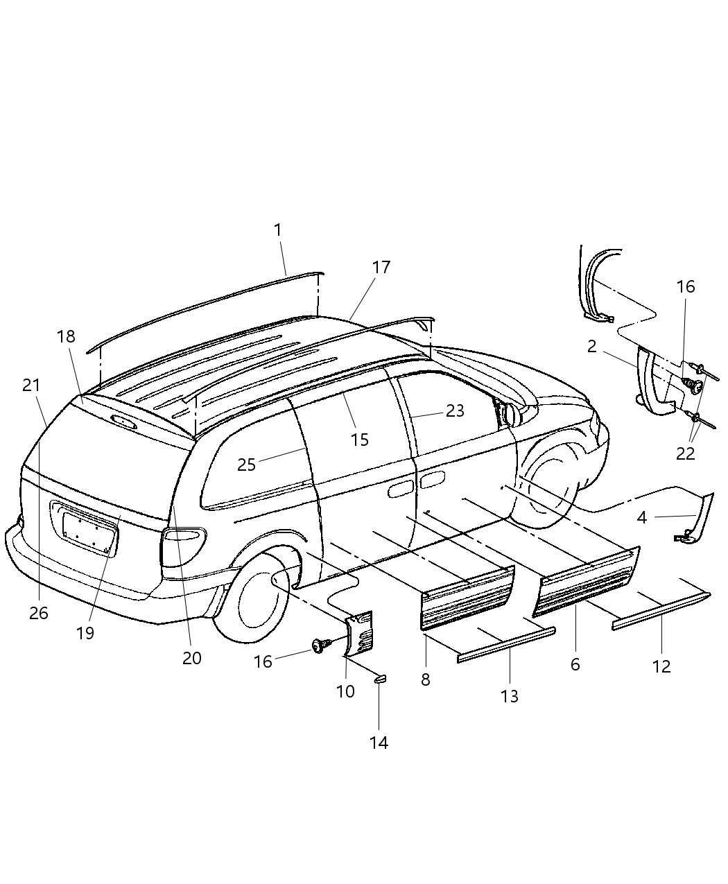 Mopar 4857516AA Tape C Pillar