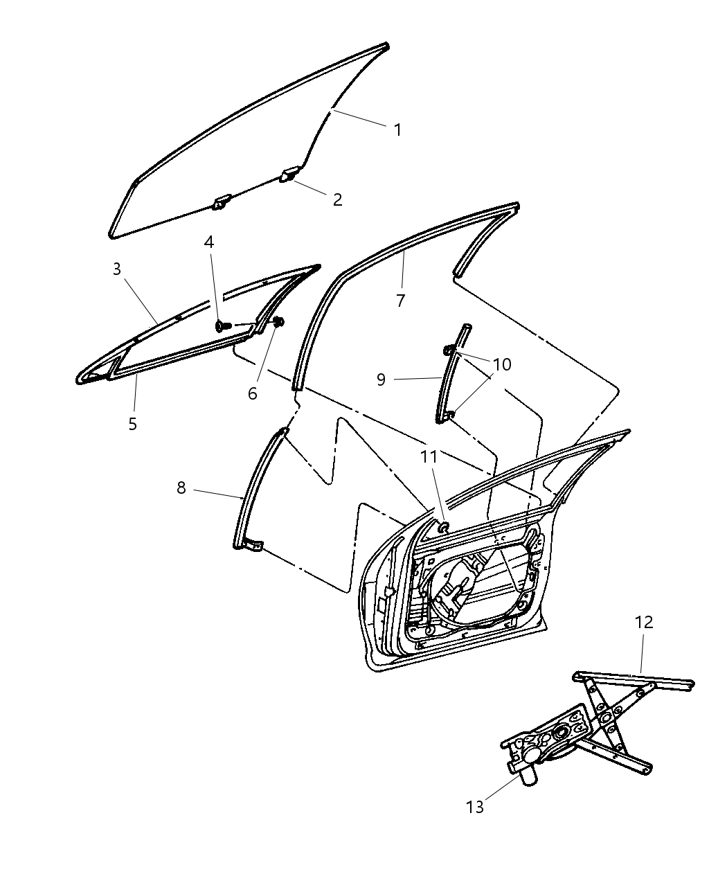 Mopar 4574093AO Regulator Front Door Window With Motor