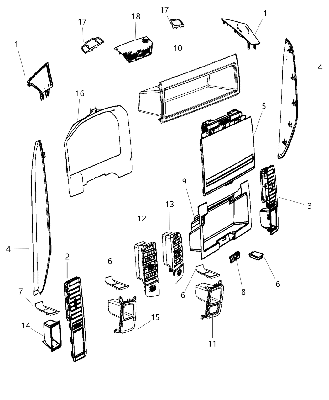 Mopar 1WP30DX9AF Outlet A/C & Heater Left Outboard