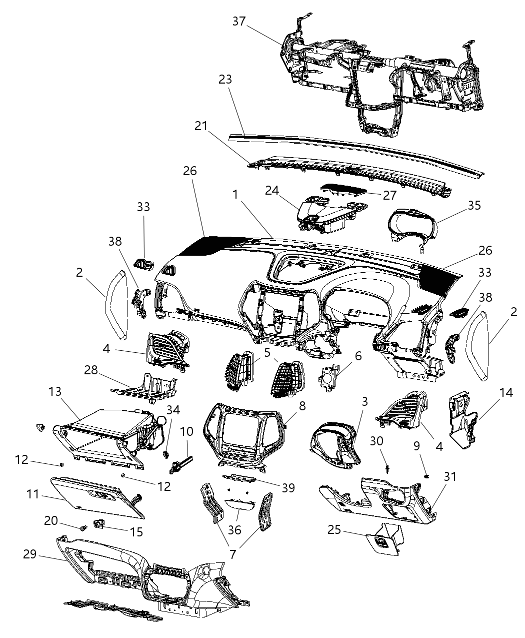 Mopar 68241634AB Reinforcement Instrument Panel Mopar 68241634AB Reinforcement Instrument Panel