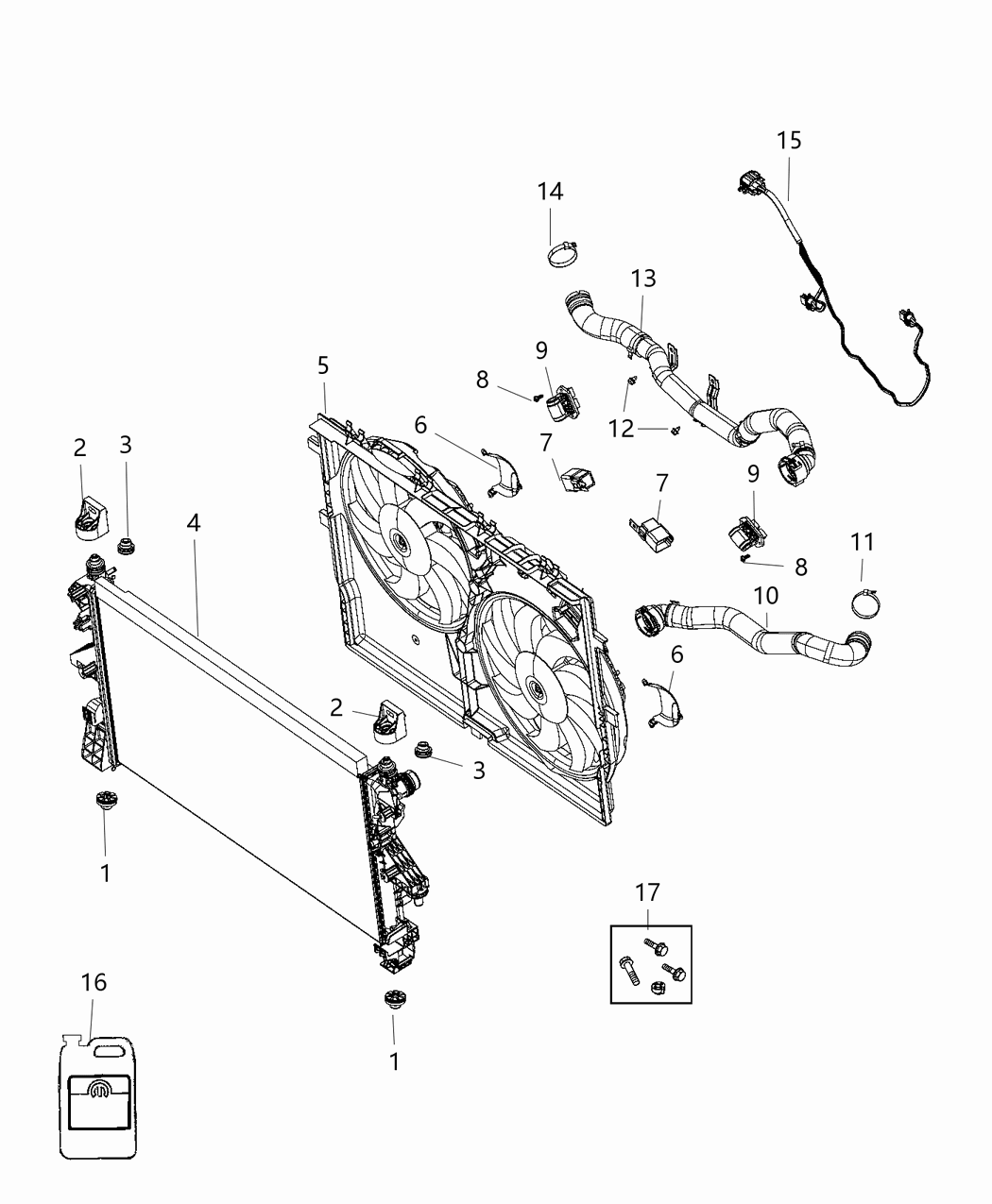 Mopar 68133094AA Pin Repair Kit Radiator Mounting Pins Mopar 68133094AA Pin Repair Kit Radiator Mounting Pins