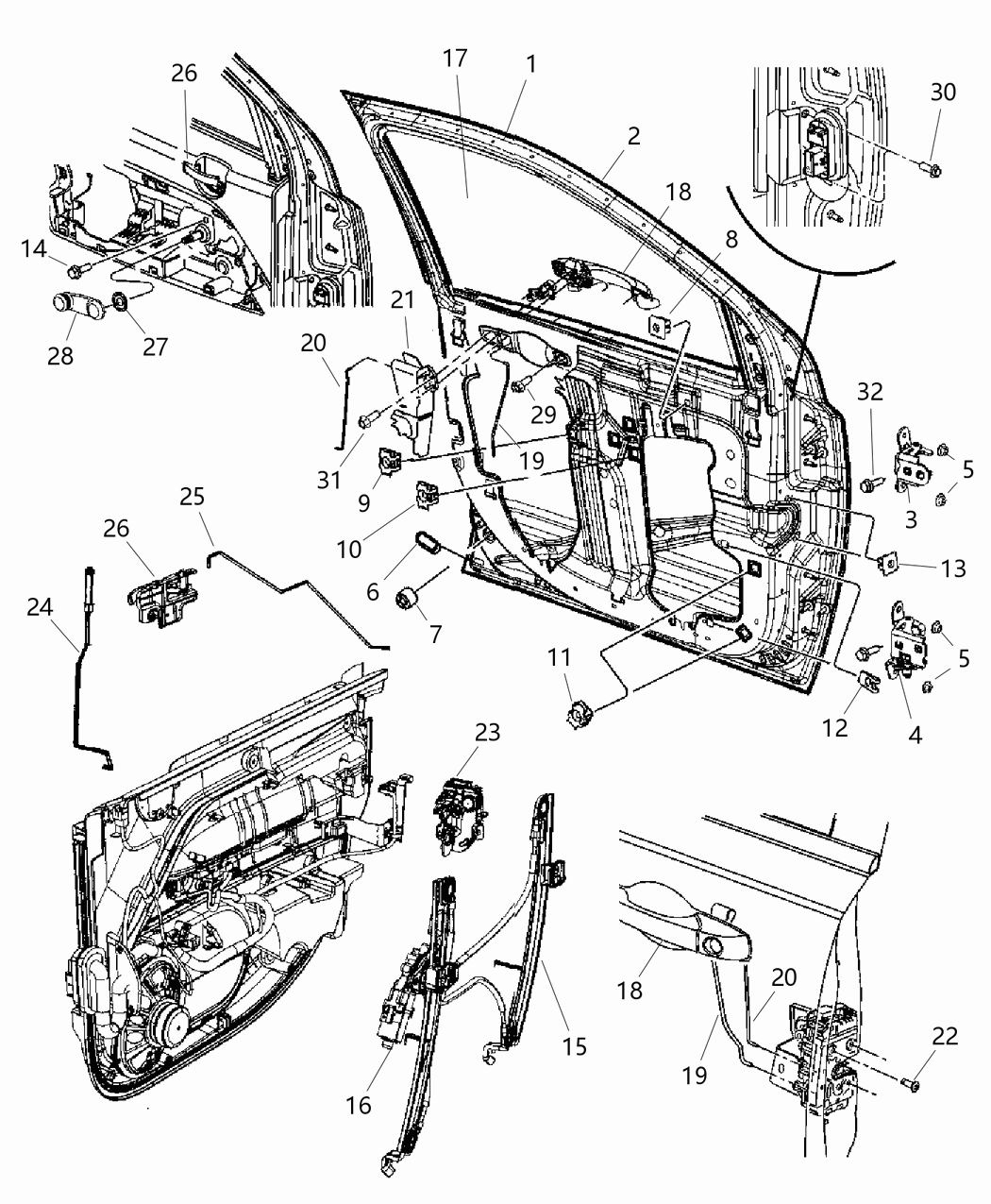 Mopar 5074944AA Door Front Complete