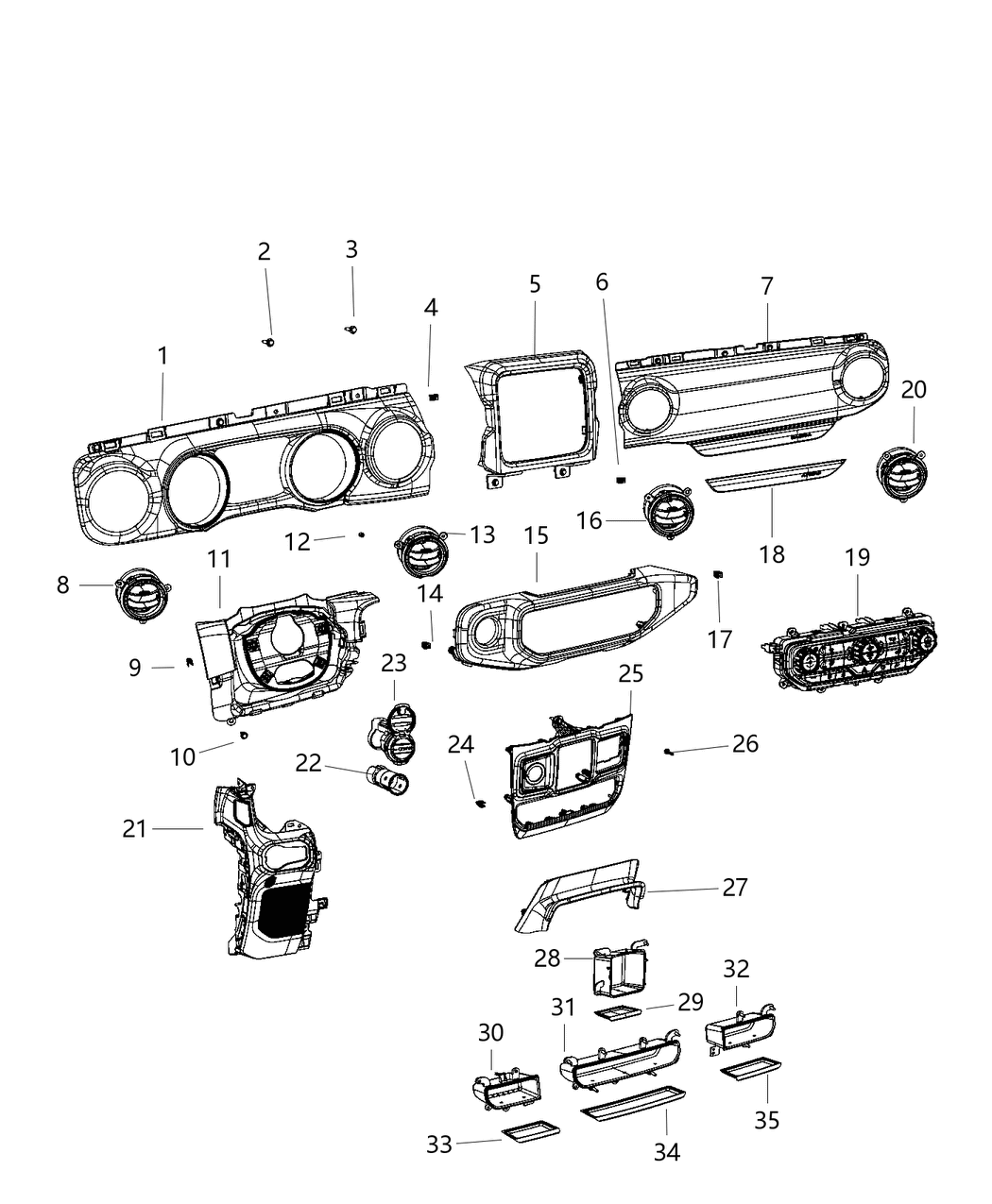 Mopar 7BU63DX9AA Center Stack Upper Mopar 7BU63DX9AA Center Stack Upper