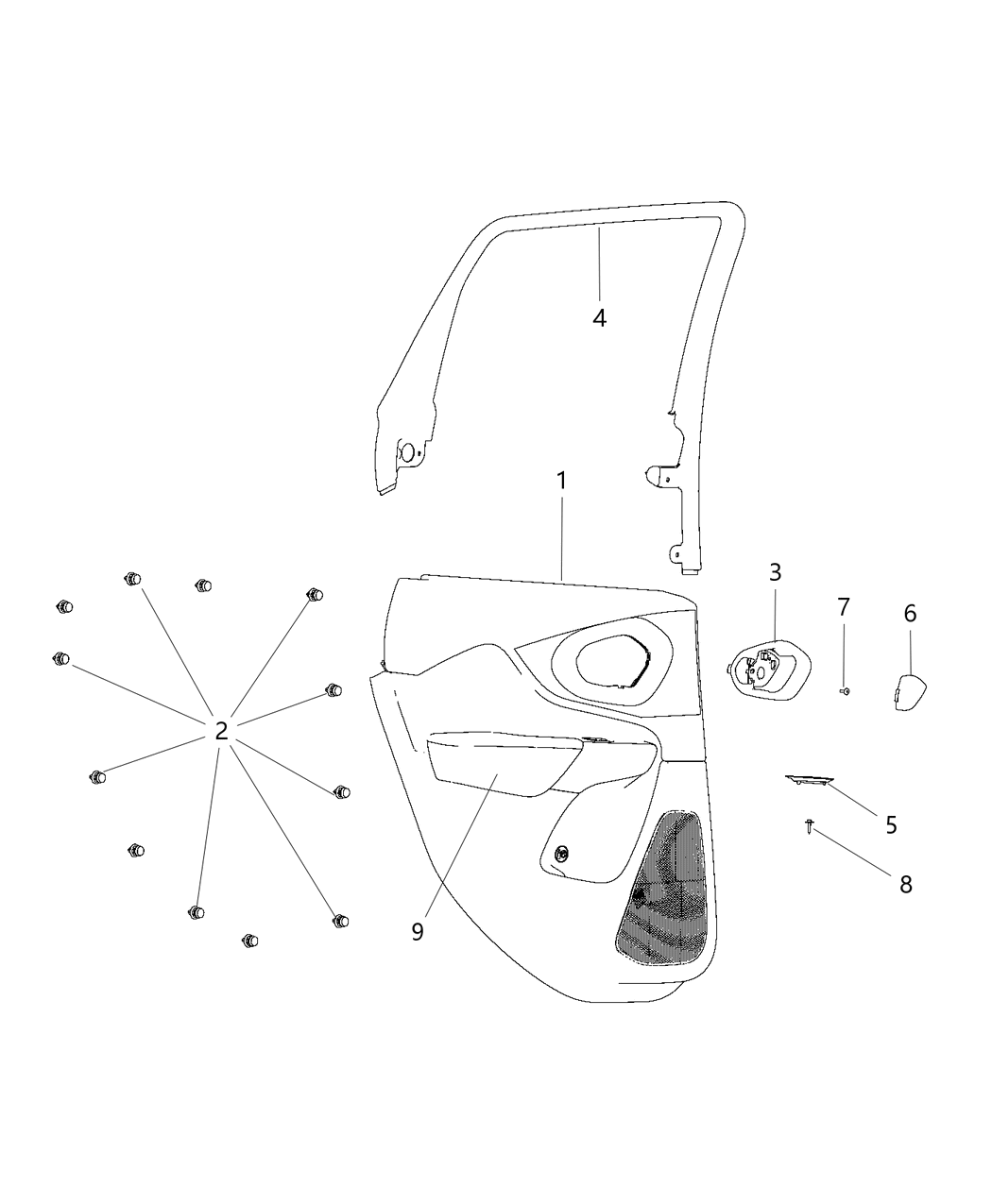 Mopar 1UJ141X9AA Panel Assembly Rear Door Trim 1UJ141X9AA Mopar Panel Assembly Rear Door Trim