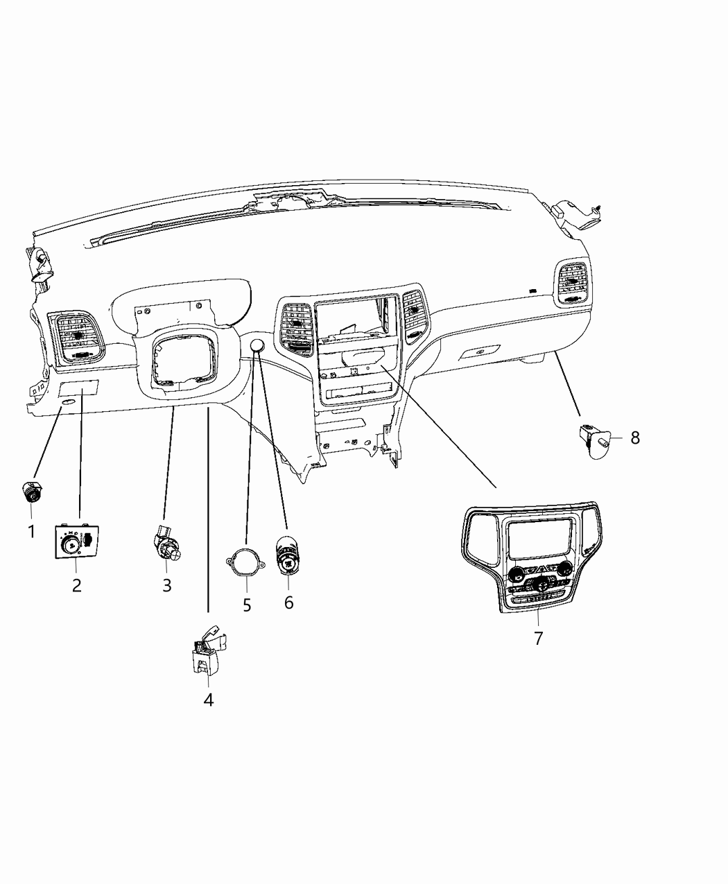 Mopar 68254009AG Center Stack Vehicle Feature Controls