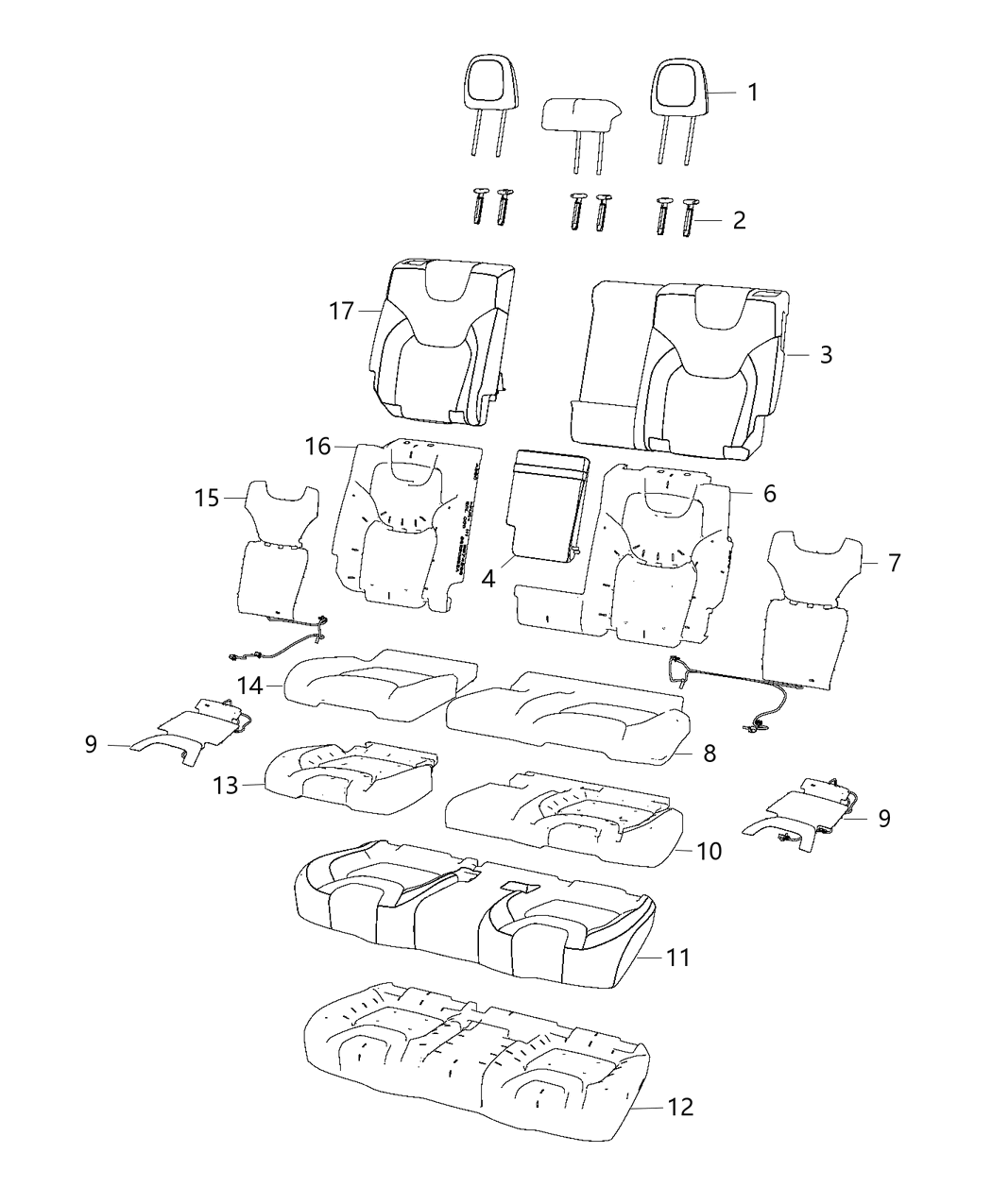Mopar 6ST20LR5AD Cover Rear Seat Back Right 6ST20LR5AD Mopar Cover Rear Seat Back Right