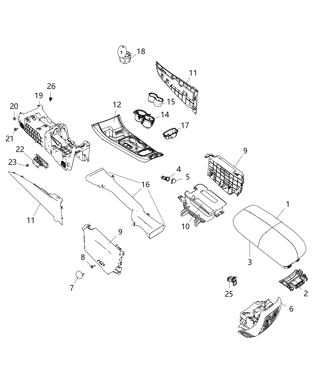 5RP25LV5AC Mopar Armrest Console