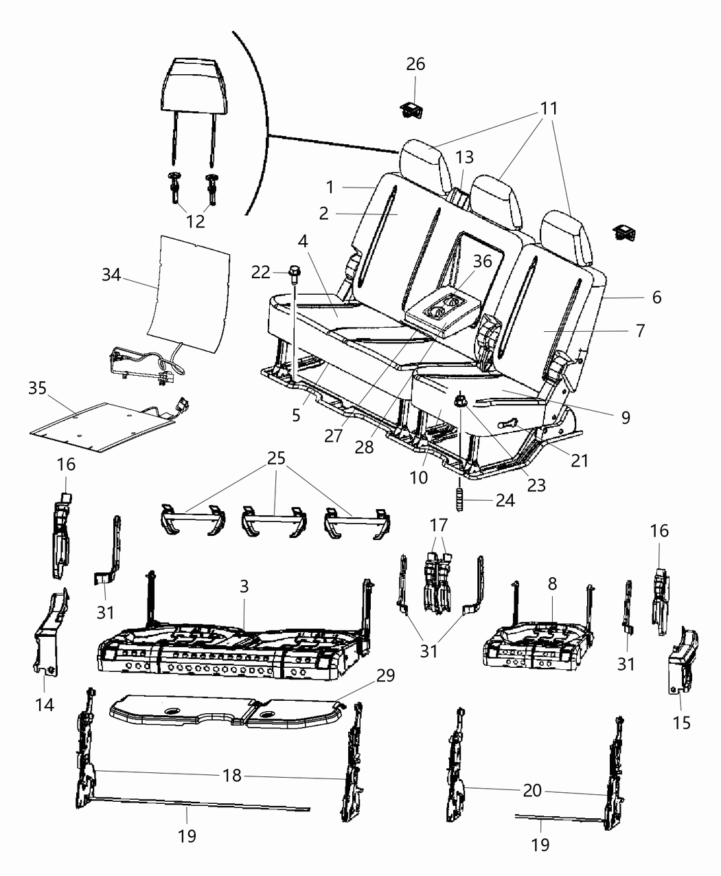 Mopar 5RM88HL1AA Headrest Rear
