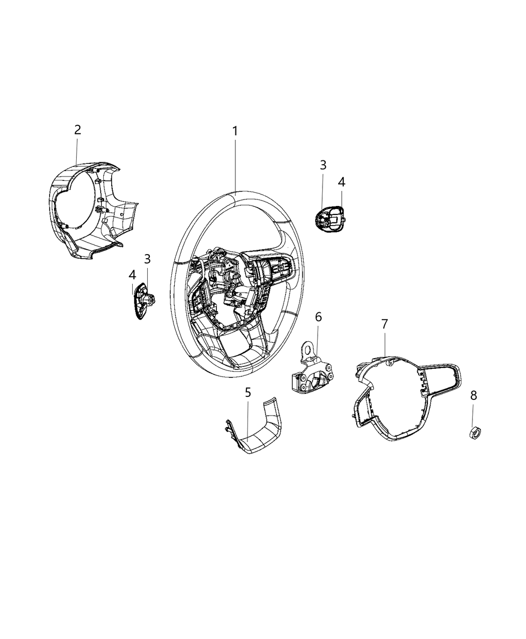 Mopar 7BK04TX7AA Bezel Steering Wheel Radio Control Switches