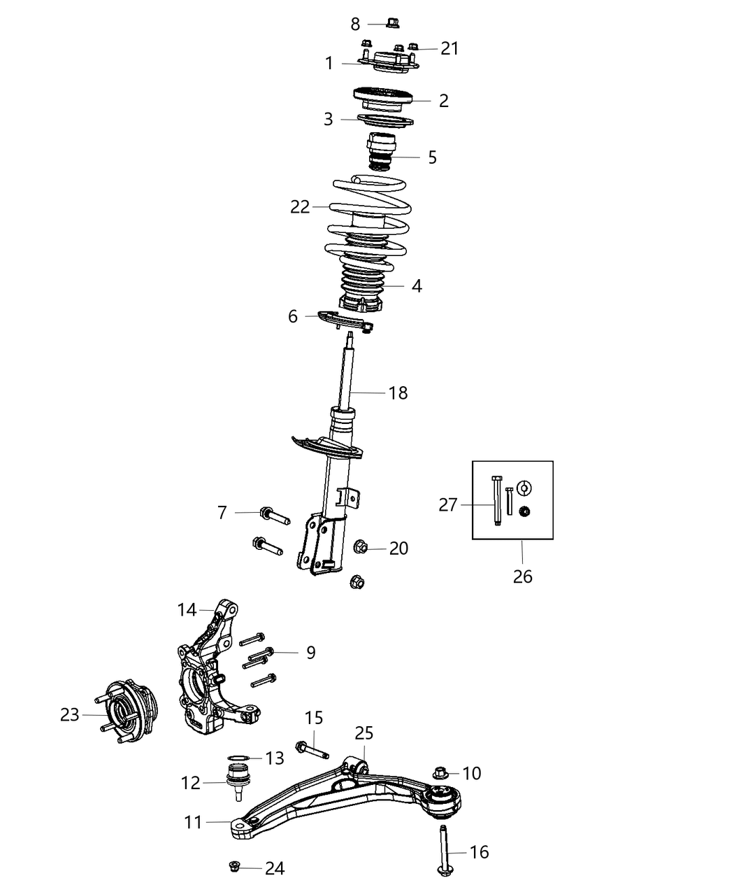 Mopar 2AMST014AA Loaded Strut Suspension Loaded Strut Kit Mopar 2AMST014AA Loaded Strut Suspension Loaded Strut Kit