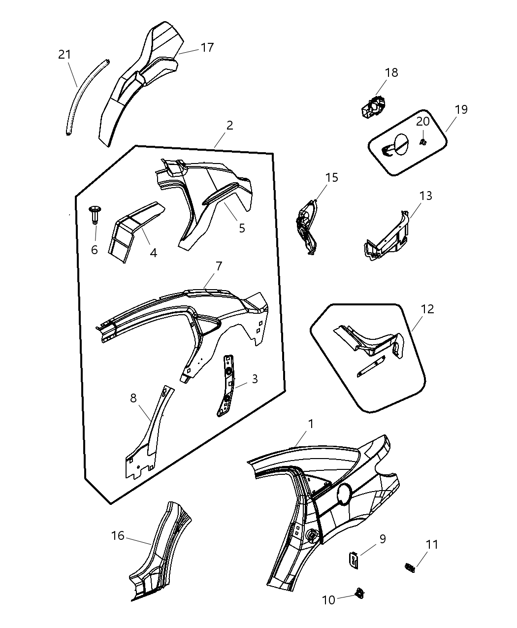 Mopar 4389570AB Reinforcement C Pillar Lower
