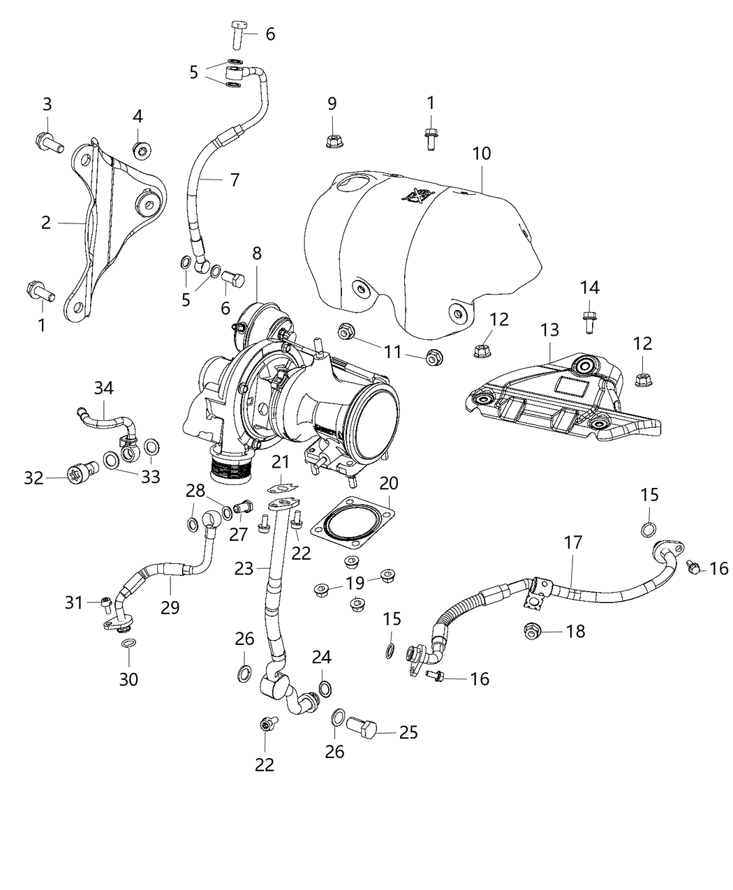 Mopar 4892966AD Tube Turbo Water Return
