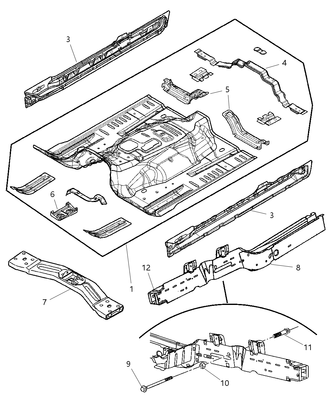 Mopar 55176760AB Bracket Frame Rail Crossmember To Radiator Bracket