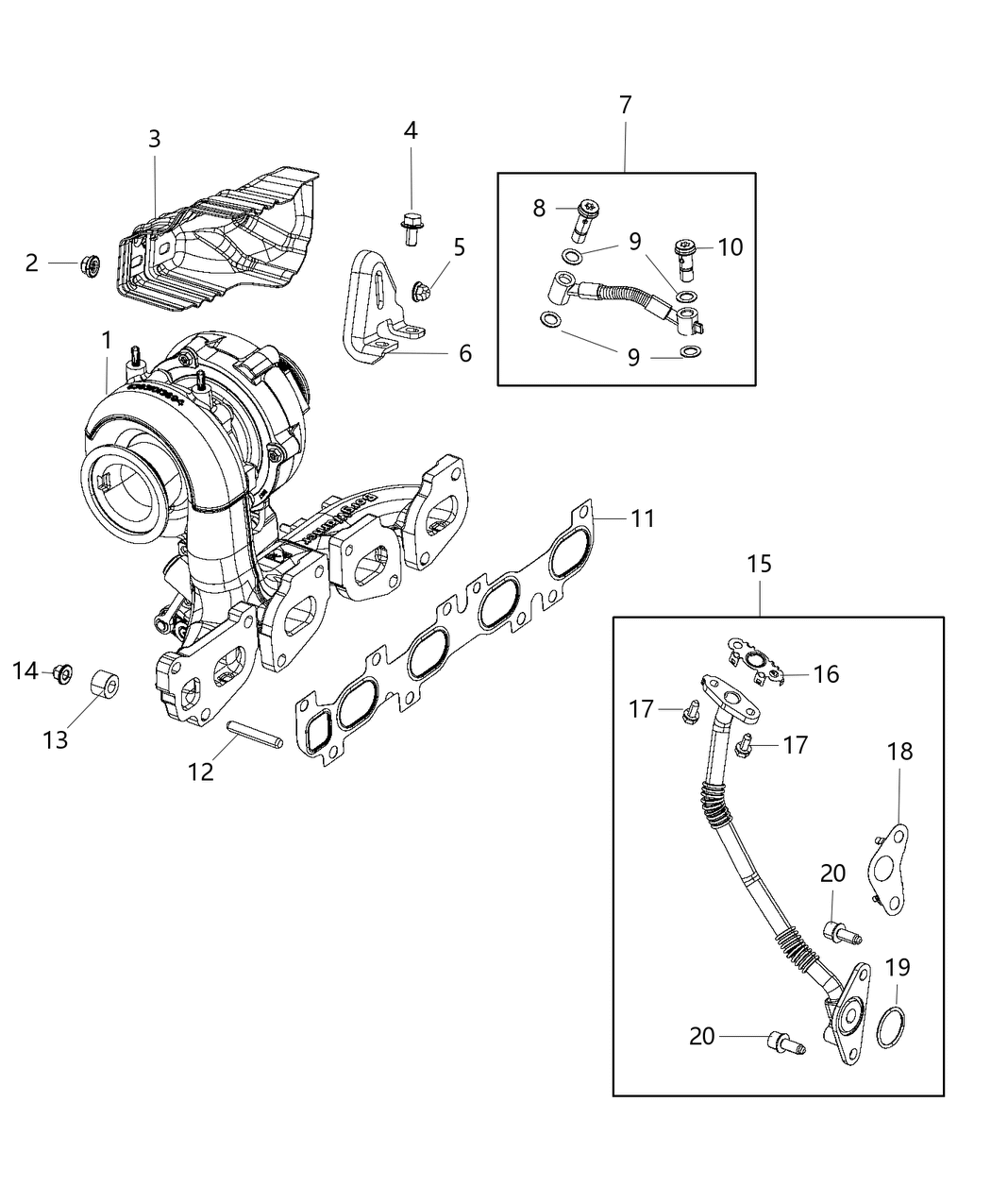 Mopar 68368759AA Turbocharger / Manifold Exhaust Mopar 68368759AA Turbocharger / Manifold Exhaust