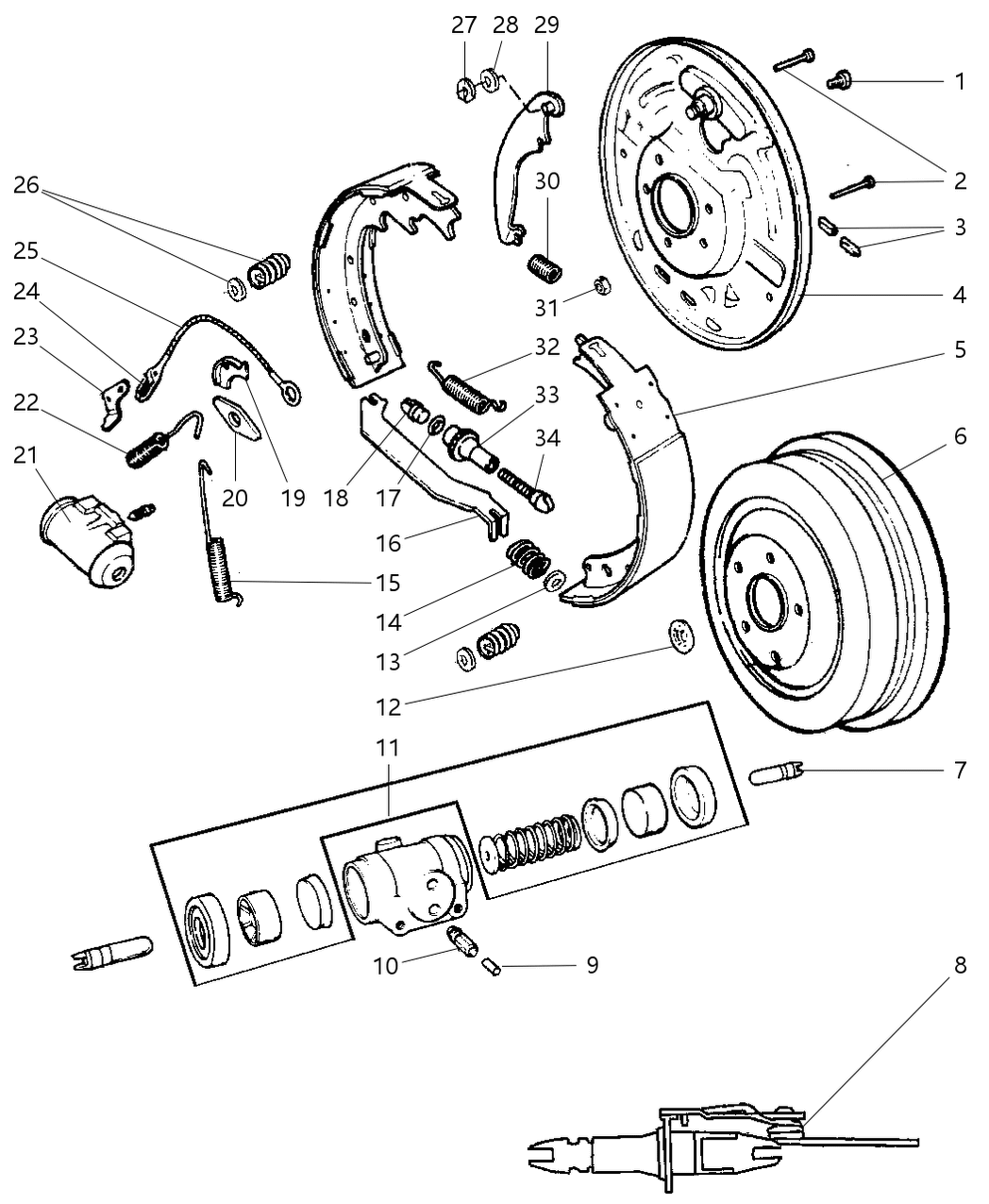 Mopar BHKH7296 Shoe And Lining Package Up To 2-7-96, Rear