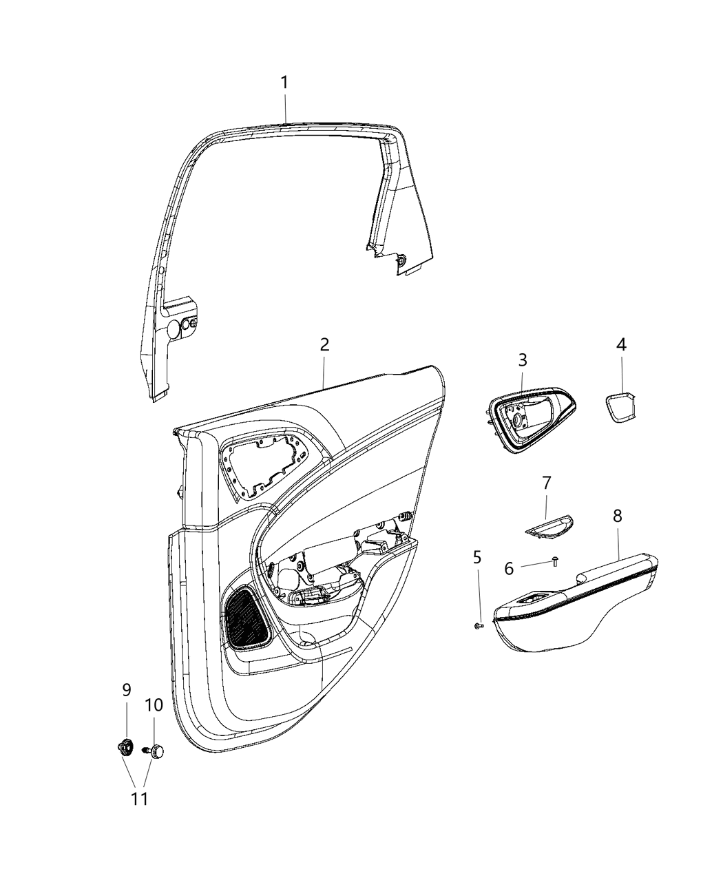 Mopar 1YZ691KXAC Armrest Rear Door Trim 1YZ691KXAC Mopar Armrest Rear Door Trim