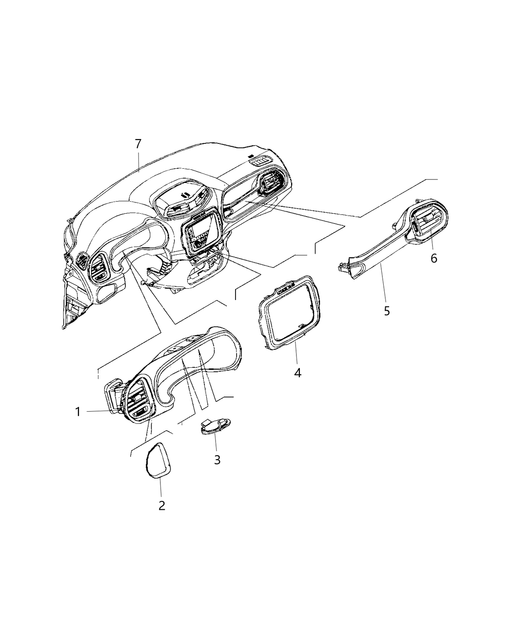 Mopar 6SC02LXHAA Bezel Instrument Panel Center 6SC02LXHAA Mopar Bezel Instrument Panel Center