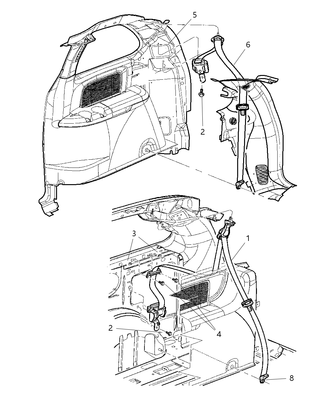 Mopar SL72BD5AB Seat Belt 2ND Rear Outer