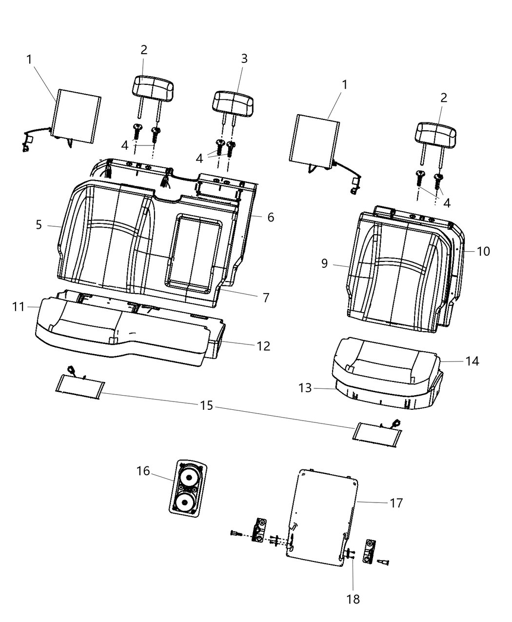 Mopar 5NA67DX9AA Headrest Rear Outboard 5NA67DX9AA Mopar Headrest Rear Outboard