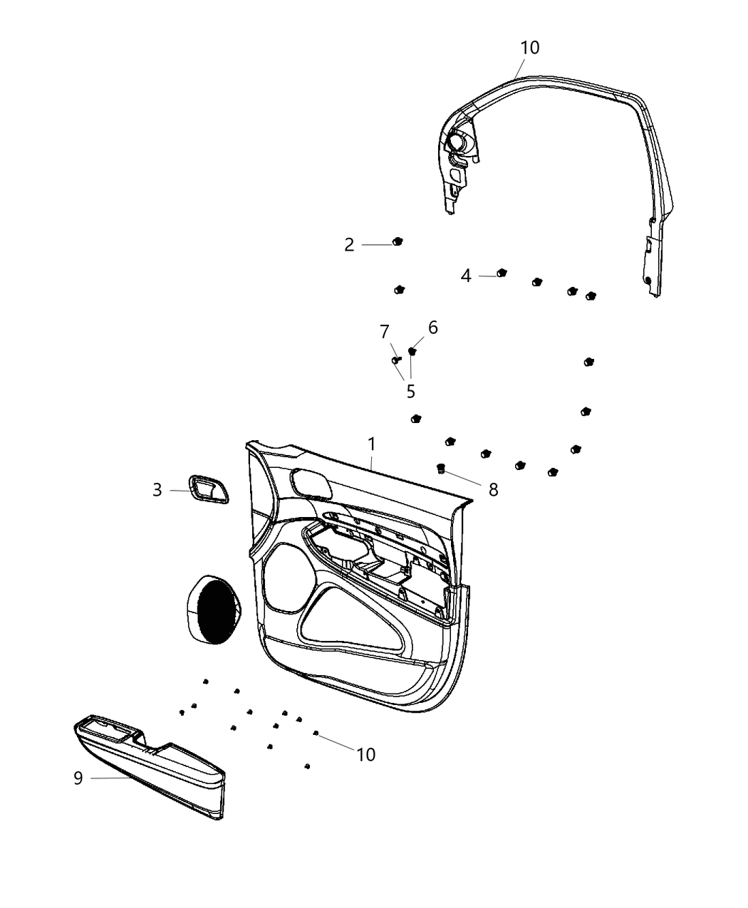 Mopar 6CV952X9AA Panel Front Door Trim 6CV952X9AA Mopar Panel Front Door Trim