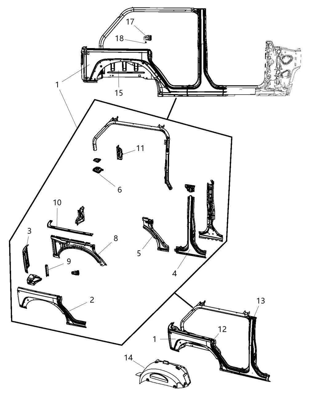 Mopar 55395617AE Reinforcement A - Pillar