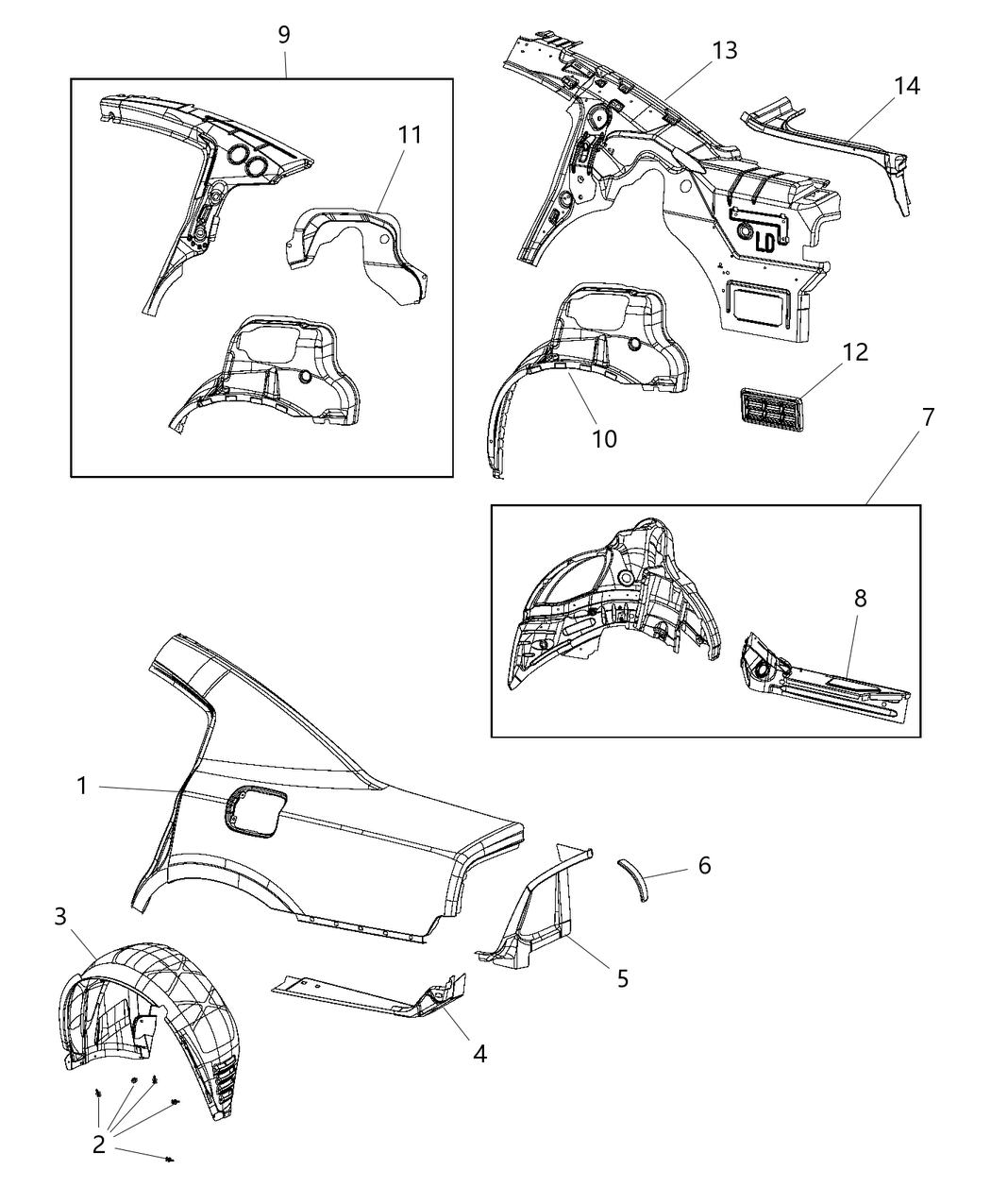 Mopar 68096314AG Reinforcement Bodyside Aperture Rear Inner