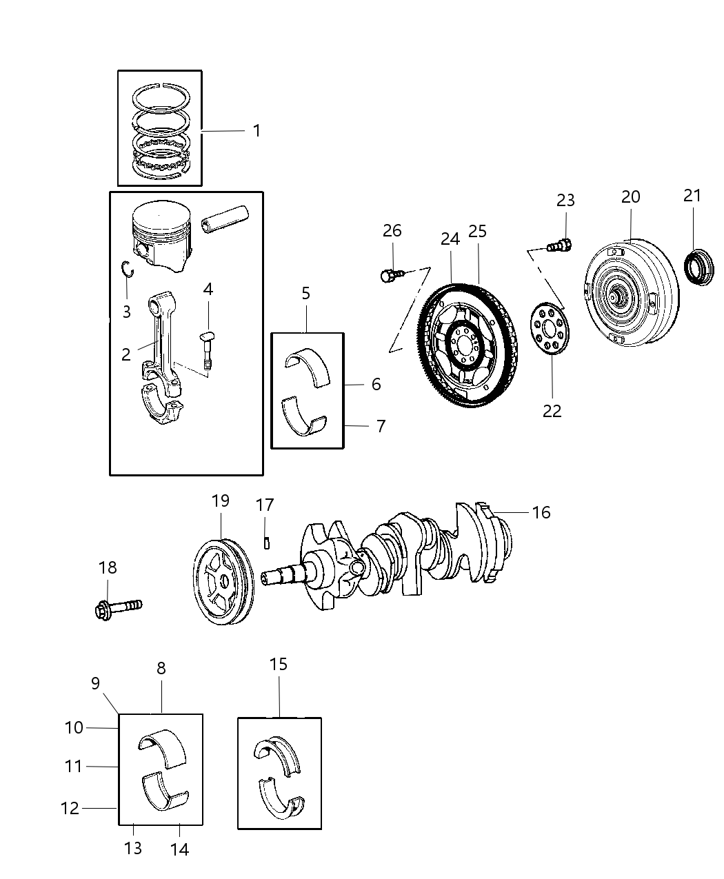 Mopar 5010155AB Bearing Kit Crankshaft +.003Mm See Note Mopar 5010155AB Bearing Kit Crankshaft +.003Mm See Note
