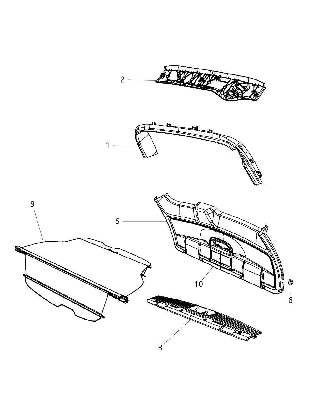 Mopar ZR44LTUAE Molding Rear Header ZR44LTUAE Mopar Molding Rear Header