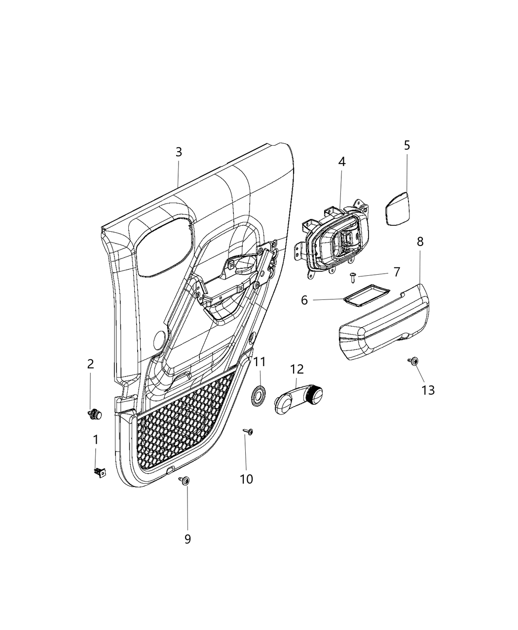 Mopar 5ZW971X7AG Panel Assembly Rear Door Trim 5ZW971X7AG Mopar Panel Assembly Rear Door Trim